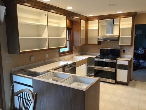 Kitchen with Panel Cabinets Installed