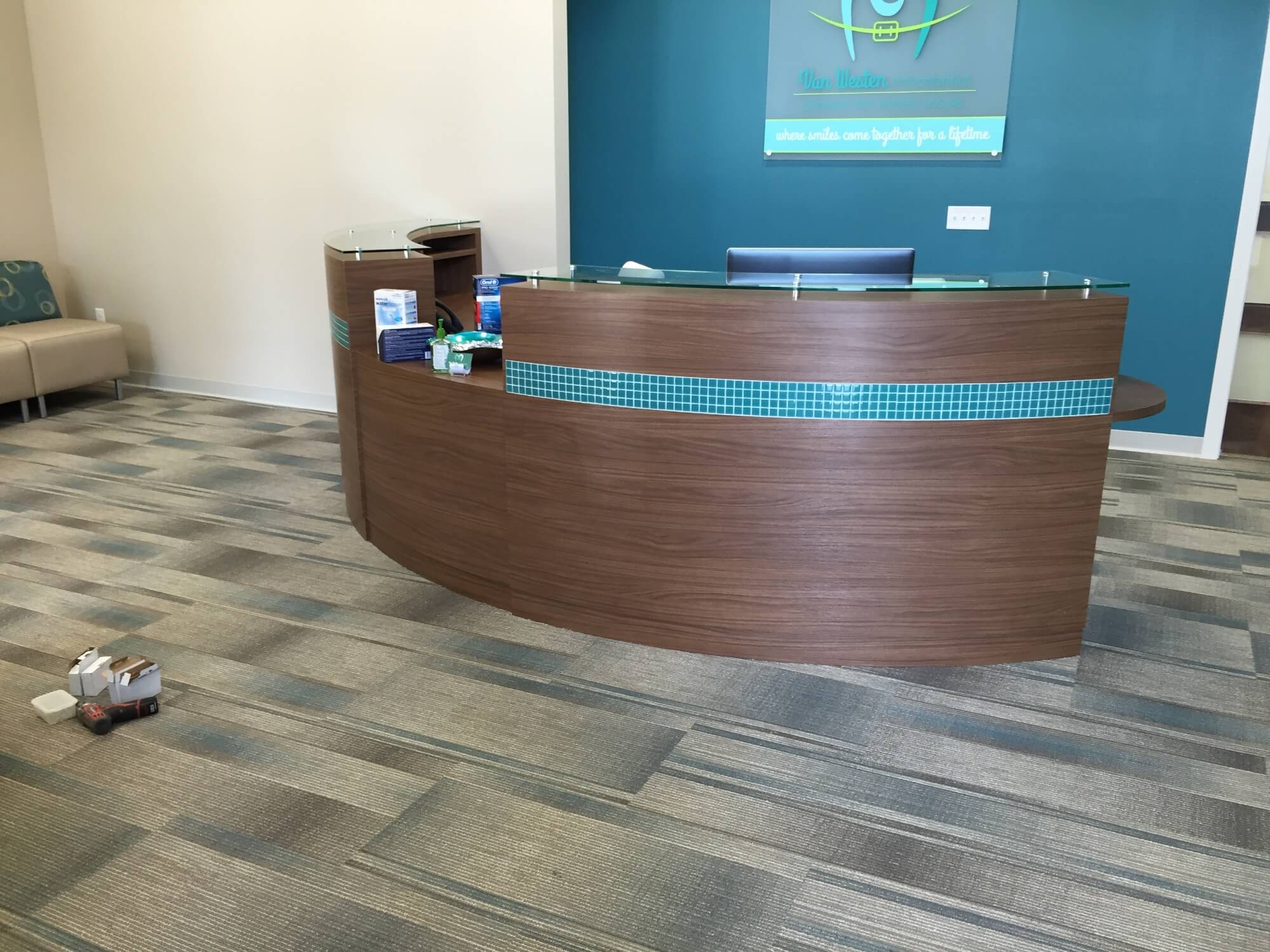 Teal Reception Desk